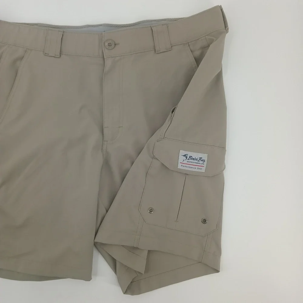 Bimini Bay Outfitters Mens Performance Cargo Fishing Shorts Khaki Tan Size 40